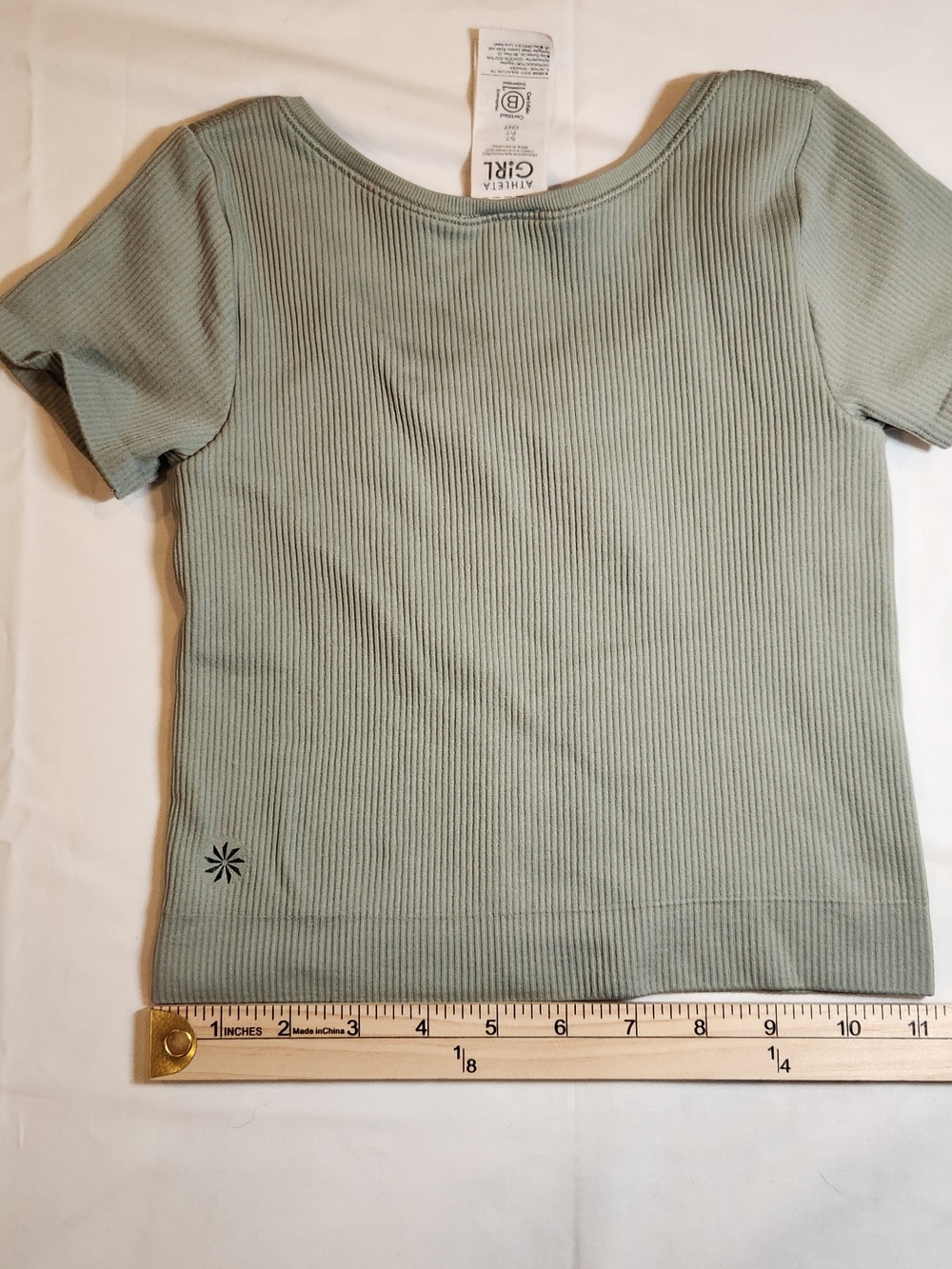 Athleta Girl Sz 7 Sage Ribbed Short-Sleeve Top
